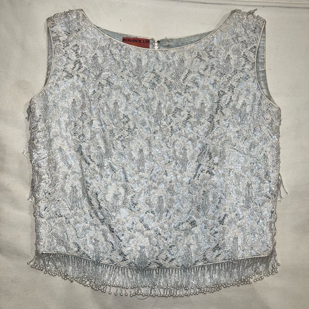 MOHANS LTD beaded baby blue top womens size 36